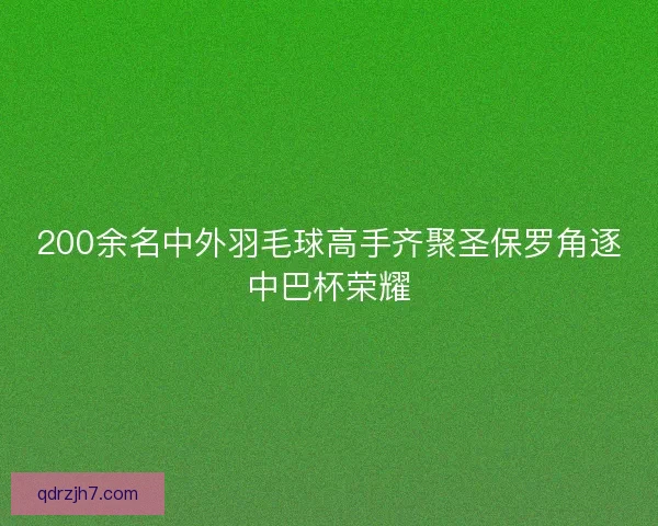 200余名中外羽毛球高手齐聚圣保罗角逐中巴杯荣耀